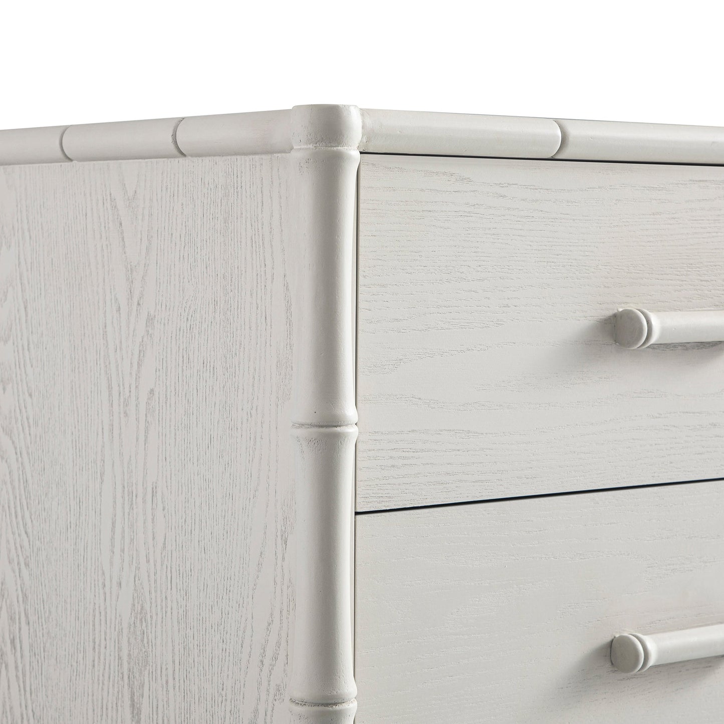 Elstowe Faux Bamboo 1-Door 3-Drawer Sideboard, Shaded White