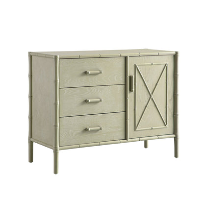 Elstowe Faux Bamboo 1-Door 3-Drawer Sideboard, Sage Green