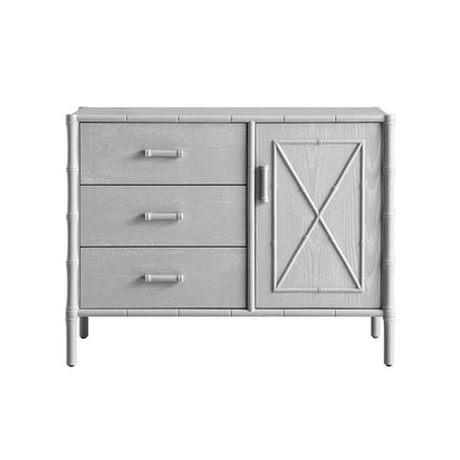 Elstowe Faux Bamboo 1-Door 3-Drawer Sideboard, Warm Grey