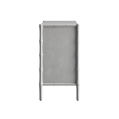 Elstowe Faux Bamboo 1-Door 3-Drawer Sideboard, Warm Grey