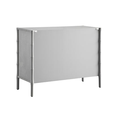 Elstowe Faux Bamboo 1-Door 3-Drawer Sideboard, Warm Grey