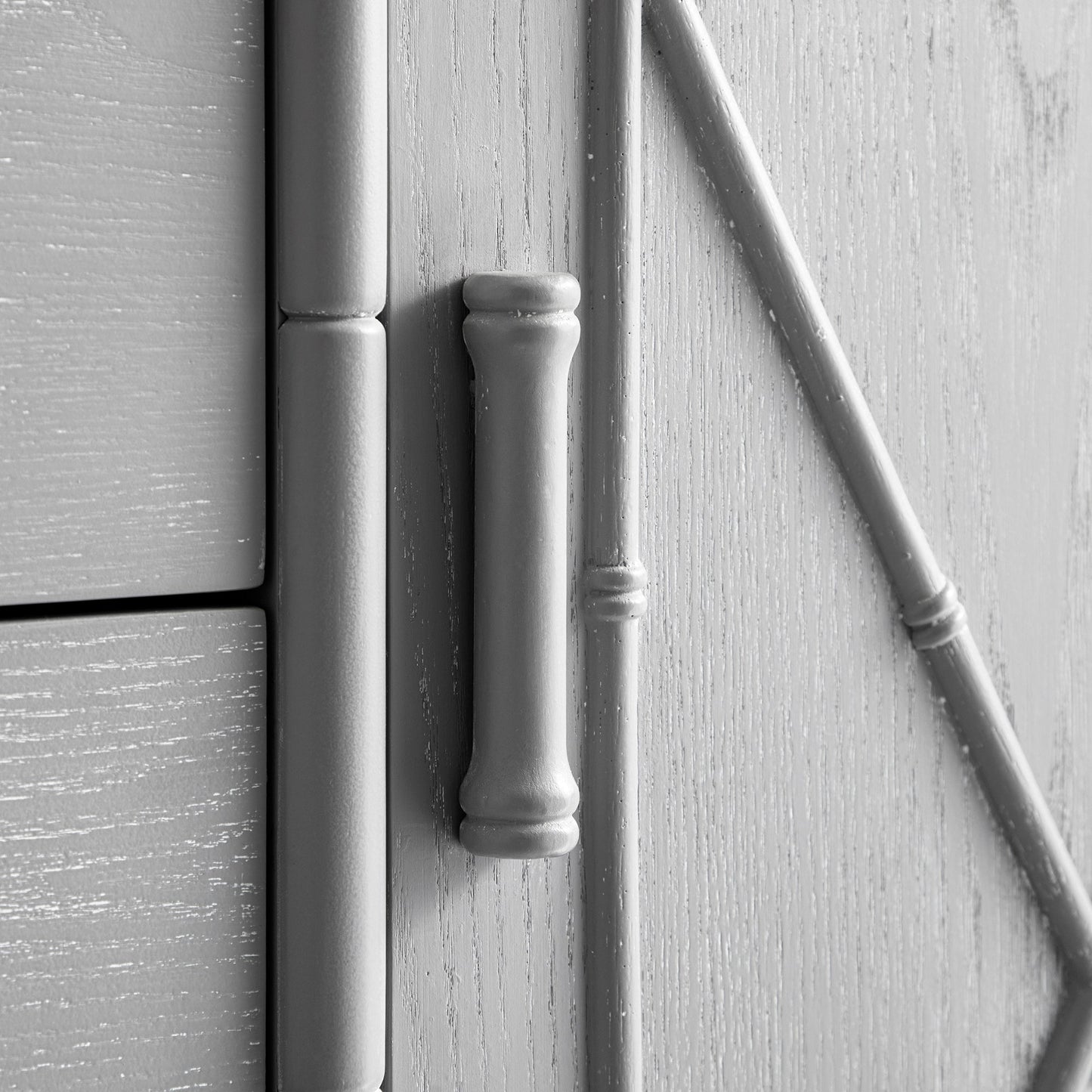 Elstowe Faux Bamboo 1-Door 3-Drawer Sideboard, Warm Grey