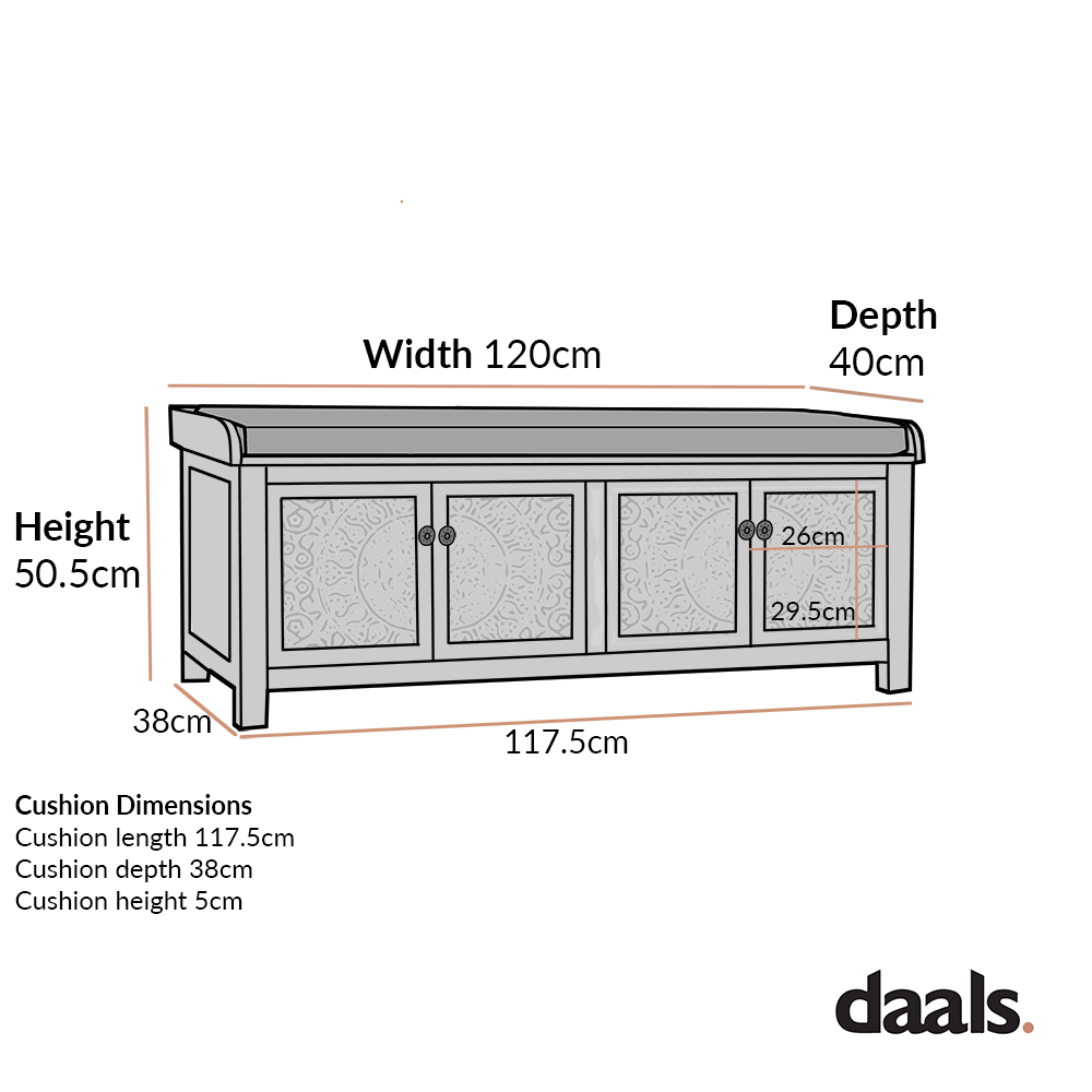 Chantilly Whitewashed Carved Storage Bench