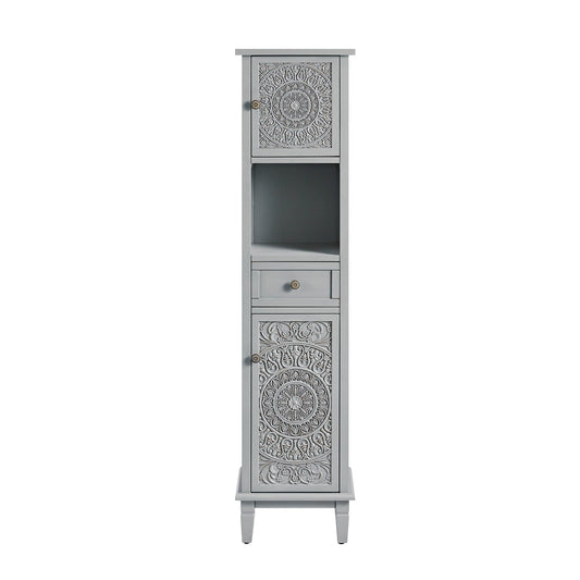 Chantilly Mid Grey Carved Bathroom Tallboy Cabinet