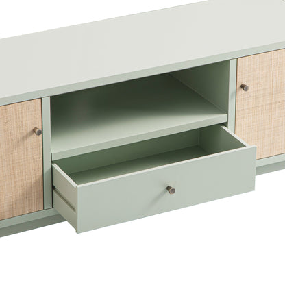 Maude TV Unit, Muted Pistachio Ash with Raffia