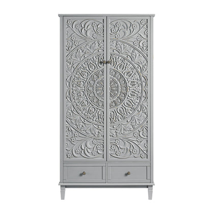Chantilly Mid Grey Carved Double Wardrobe
