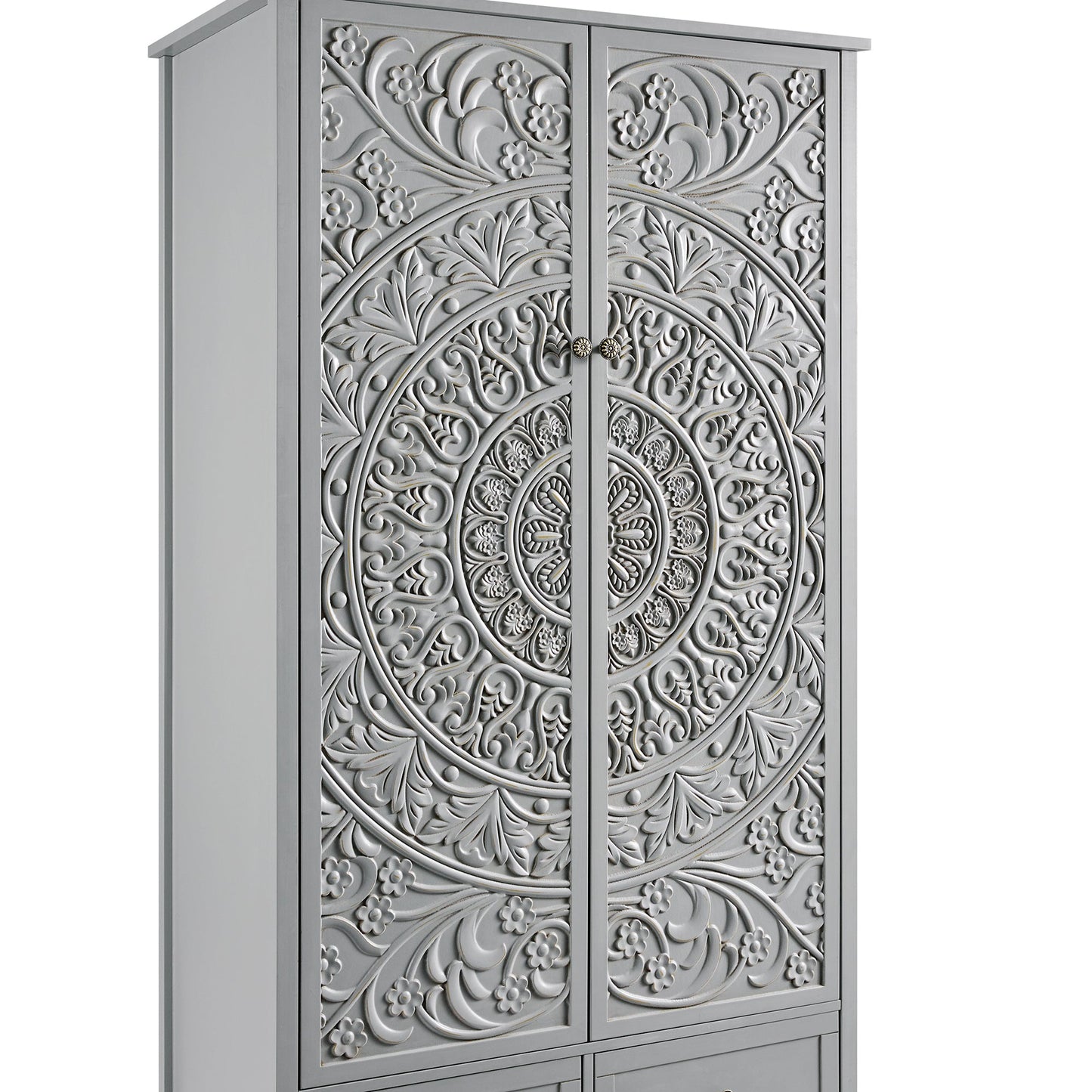 Chantilly Mid Grey Carved Double Wardrobe