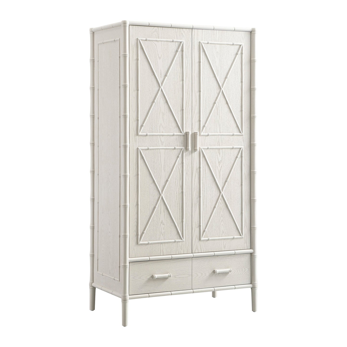 Elstowe Faux Bamboo Double Wardrobe, Shaded White