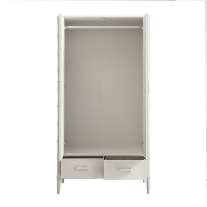 Elstowe Faux Bamboo Double Wardrobe, Shaded White