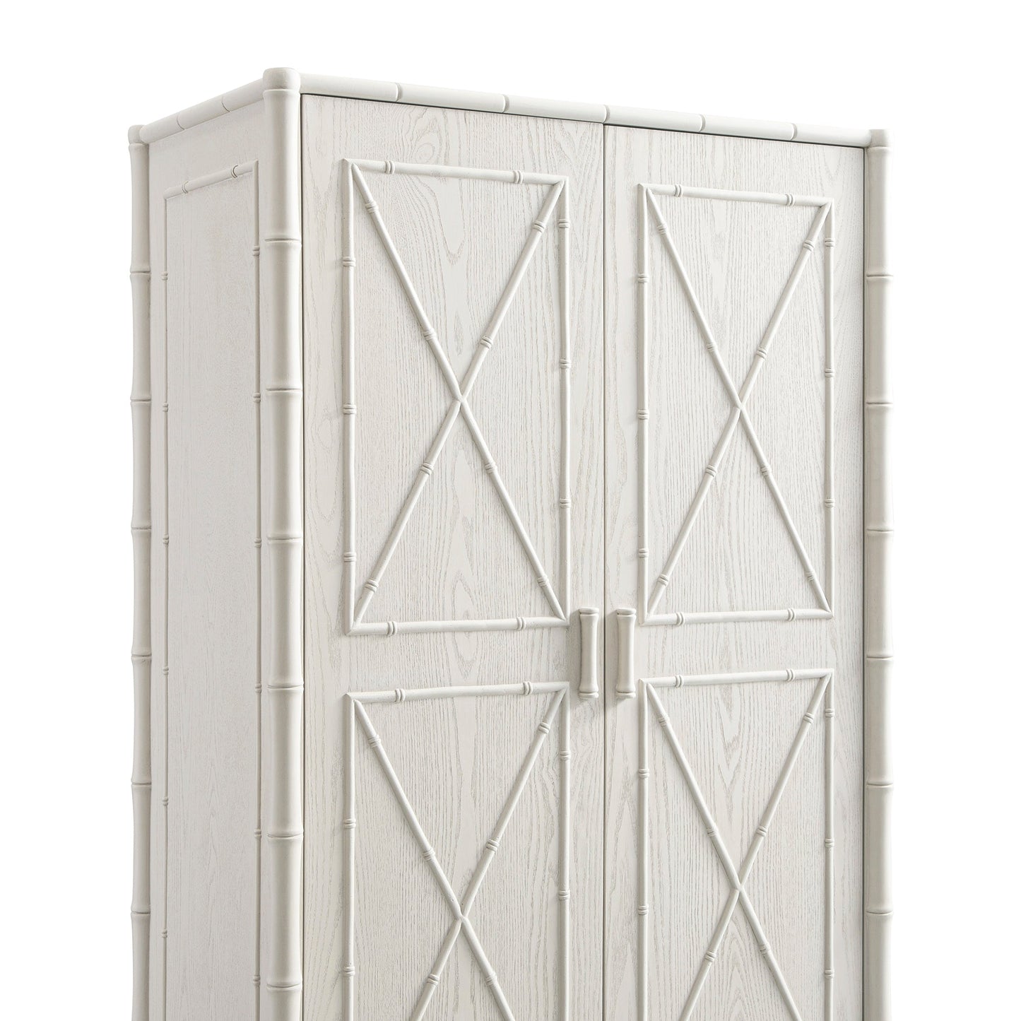Elstowe Faux Bamboo Double Wardrobe, Shaded White