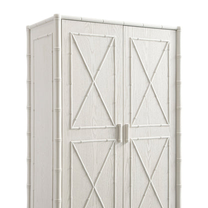 Elstowe Faux Bamboo Double Wardrobe, Shaded White