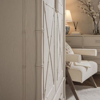 Elstowe Faux Bamboo Double Wardrobe, Shaded White