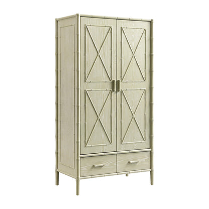 Elstowe Faux Bamboo Double Wardrobe, Sage Green