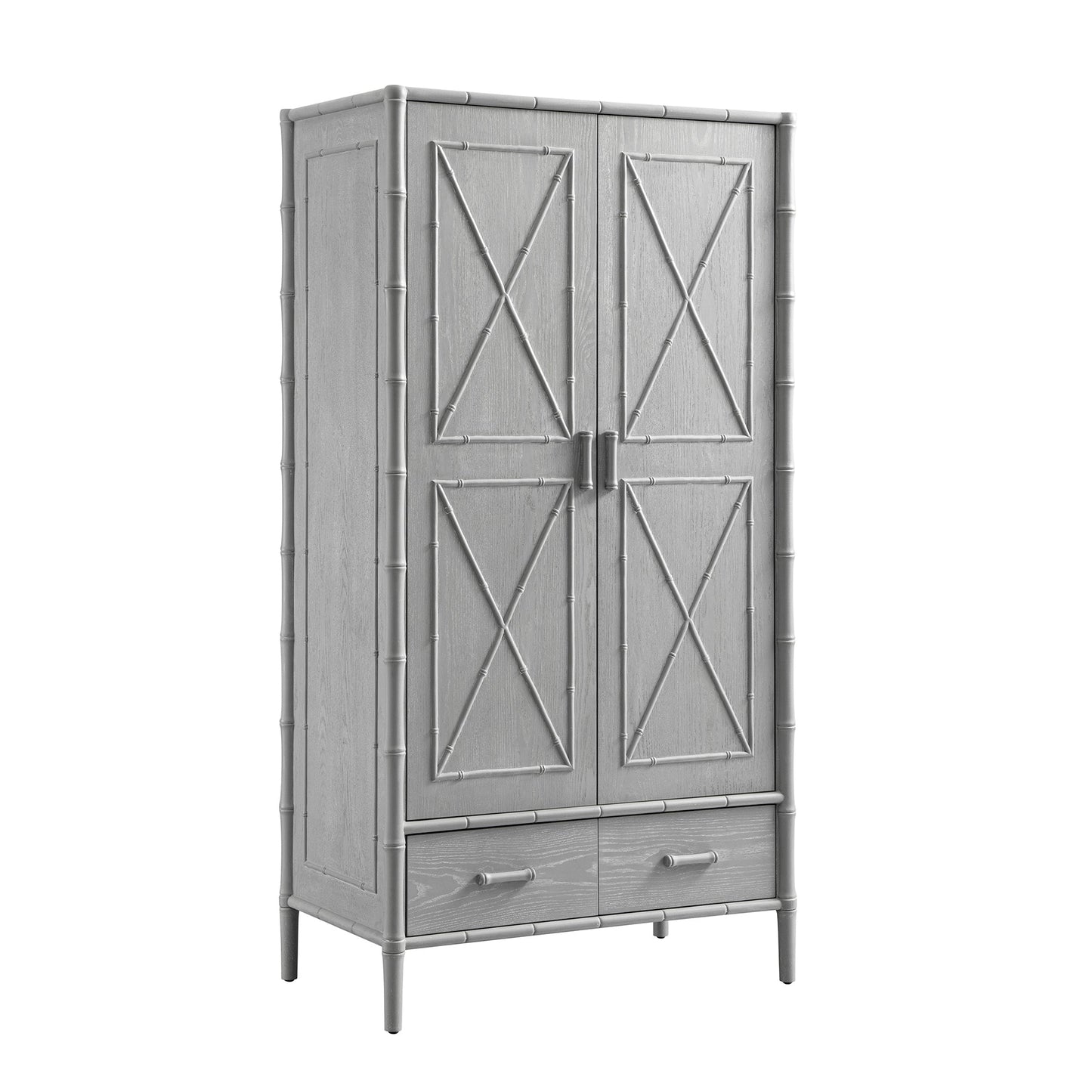 Elstowe Faux Bamboo Double Wardrobe, Warm Grey