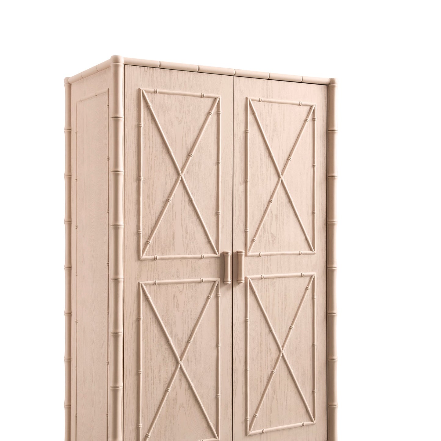 Elstowe Faux Bamboo Double Wardrobe, Nude Pink