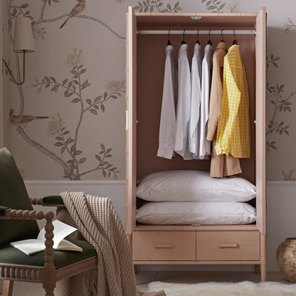 Elstowe Faux Bamboo Double Wardrobe, Nude Pink