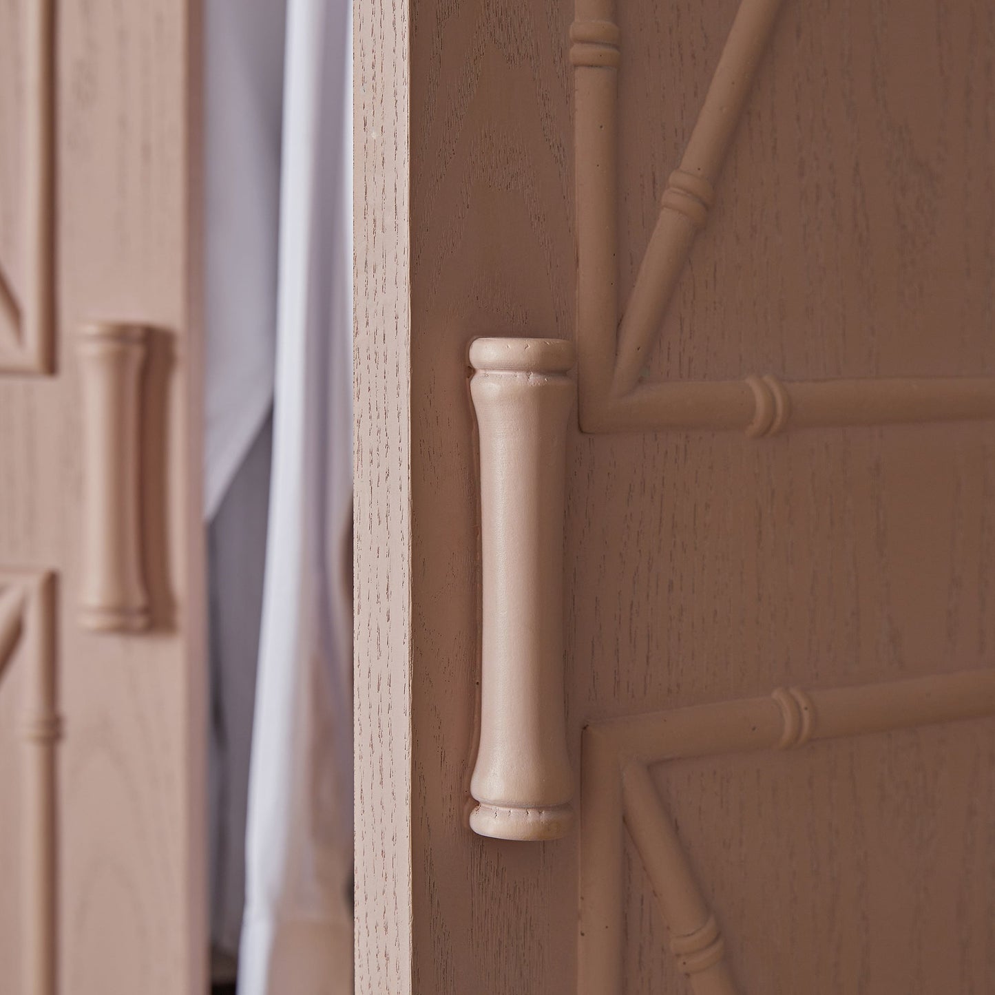 Elstowe Faux Bamboo Double Wardrobe, Nude Pink