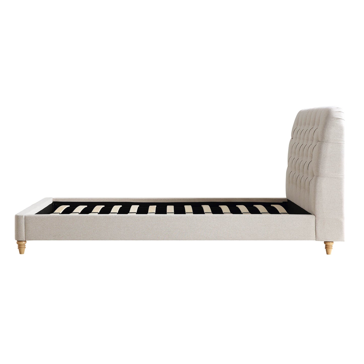 Leamington Deep-Buttoned Upholstered Bed, Oatmeal Fabric