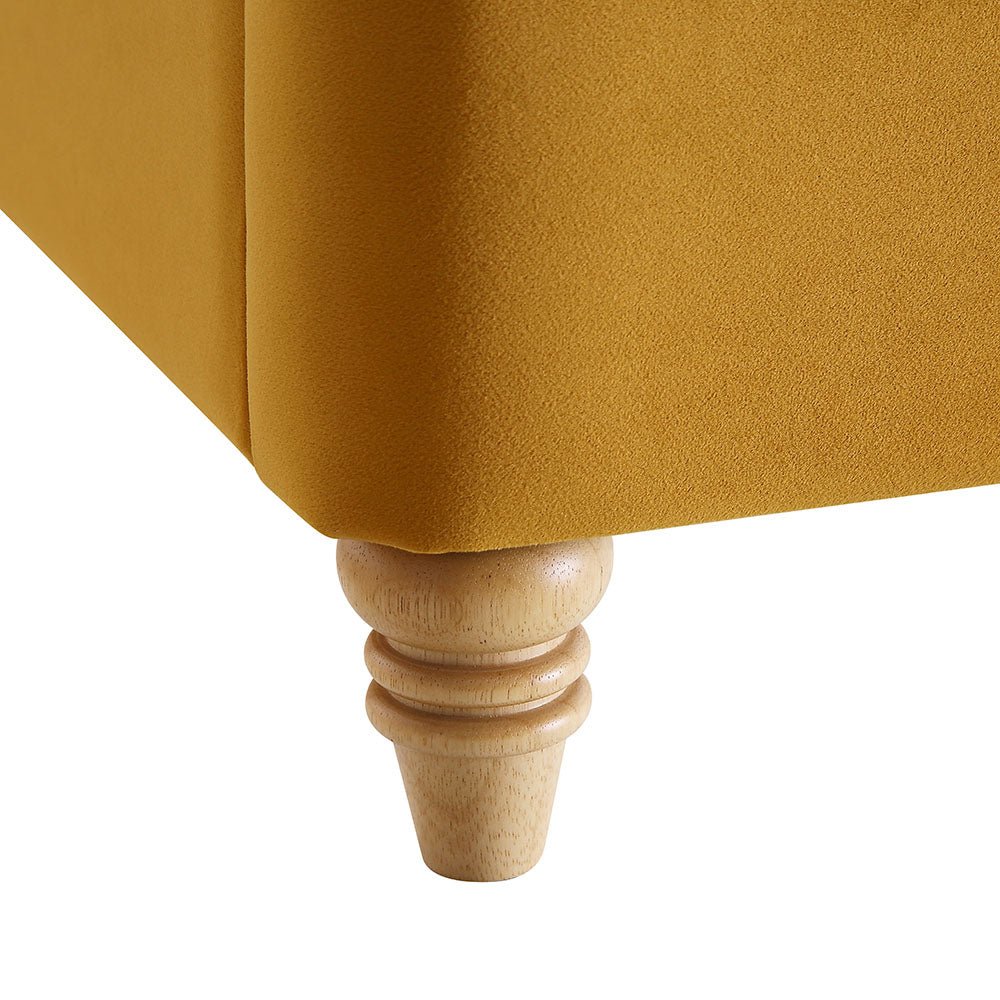 Leamington Deep-Buttoned Upholstered Bed, Turmeric Yellow Velvet