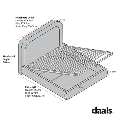 Luella Upholstered Wooden Plinth Base Storage Bed, Sand Fabric