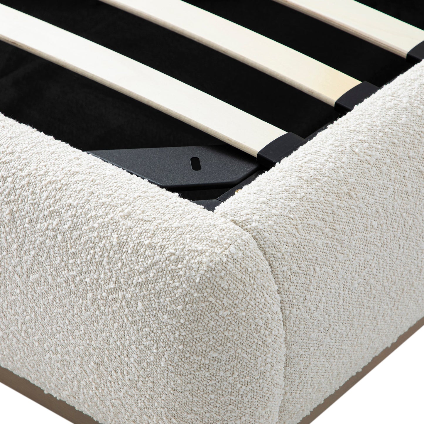 Luella Upholstered Wooden Plinth Base Storage Bed, Ecru Boucle