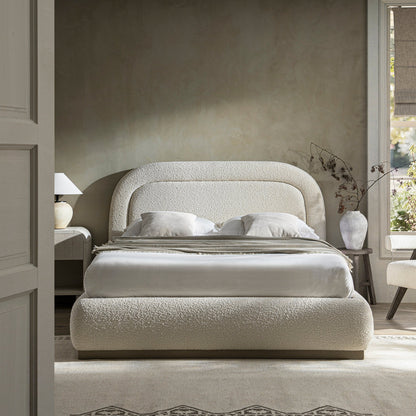 Luella Upholstered Wooden Plinth Base Storage Bed, Ecru Boucle