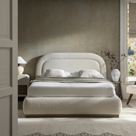 Luella Upholstered Wooden Plinth Base Storage Bed, Ecru Boucle