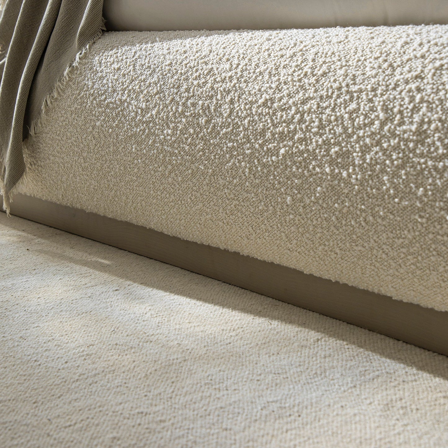 Luella Upholstered Wooden Plinth Base Storage Bed, Ecru Boucle