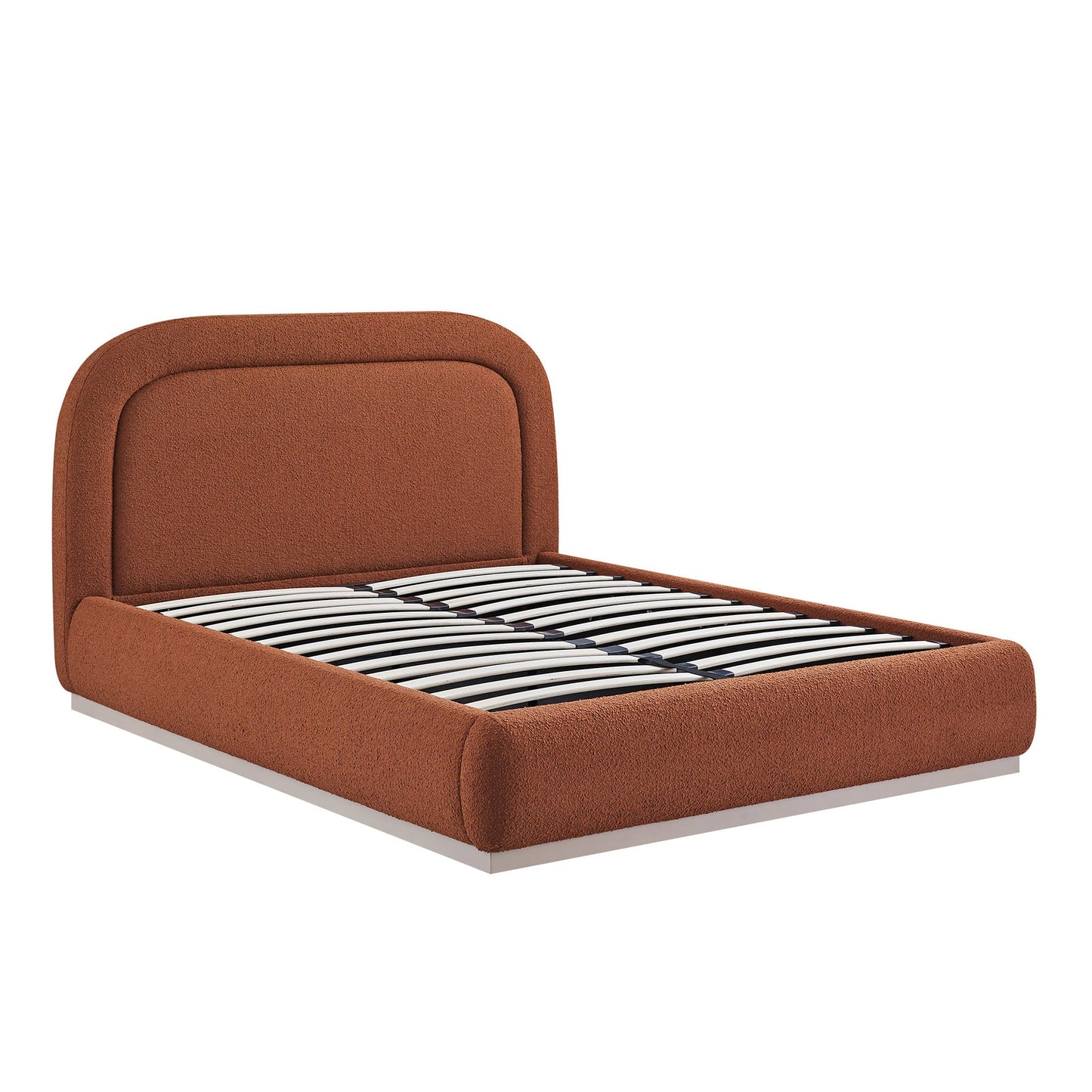 Luella Upholstered Wooden Plinth Base Storage Bed, Rust Boucle