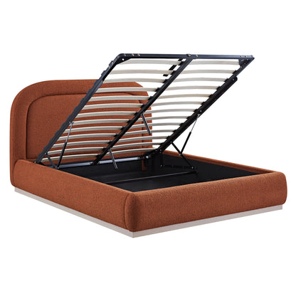 Luella Upholstered Wooden Plinth Base Storage Bed, Rust Boucle