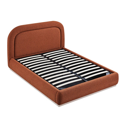 Luella Upholstered Wooden Plinth Base Storage Bed, Rust Boucle