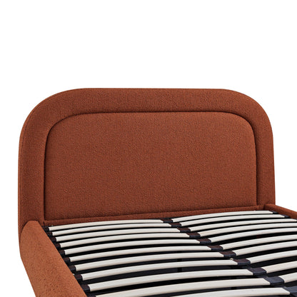 Luella Upholstered Wooden Plinth Base Storage Bed, Rust Boucle