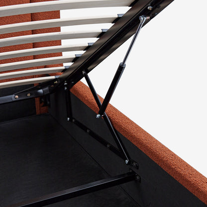 Luella Upholstered Wooden Plinth Base Storage Bed, Rust Boucle