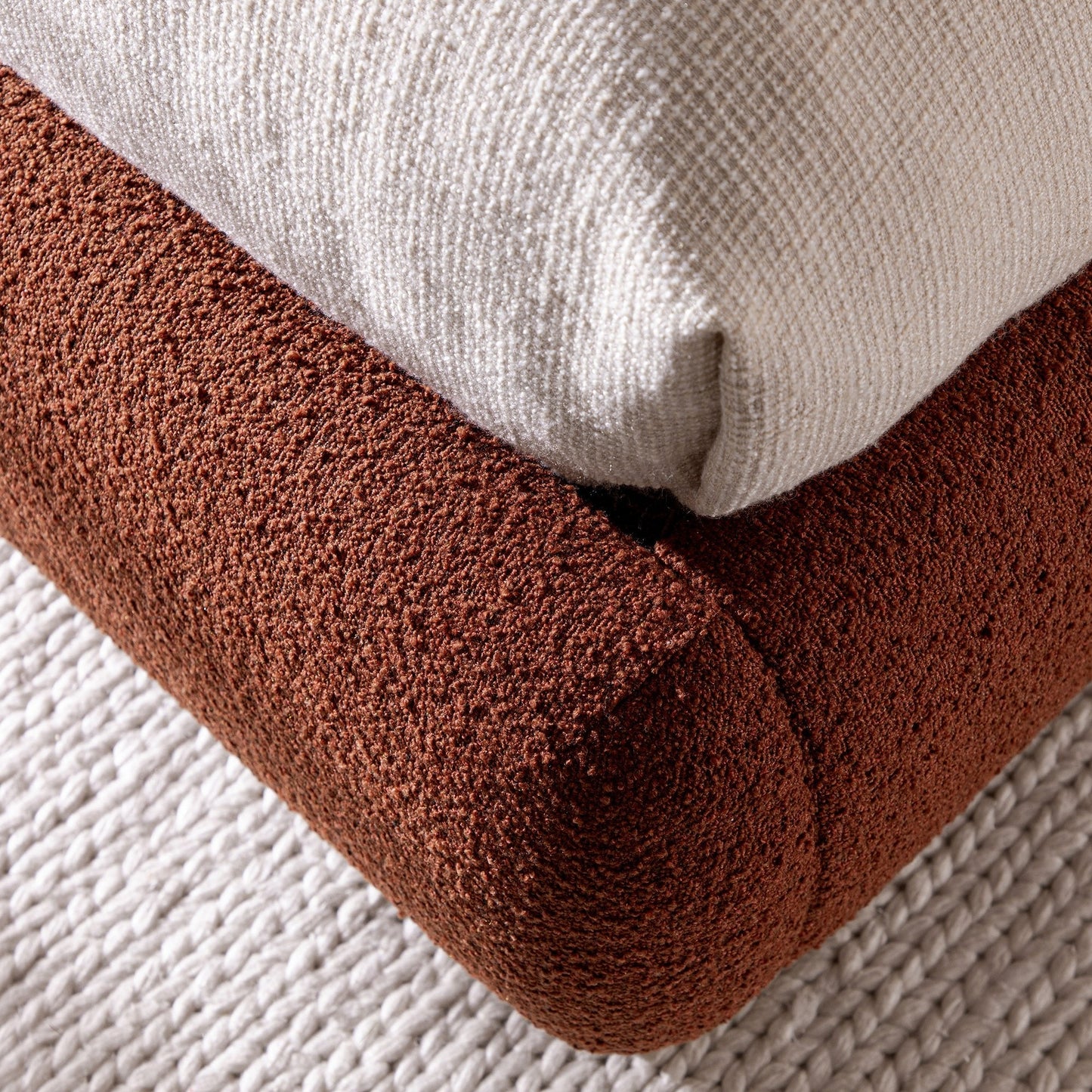 Luella Upholstered Wooden Plinth Base Storage Bed, Rust Boucle