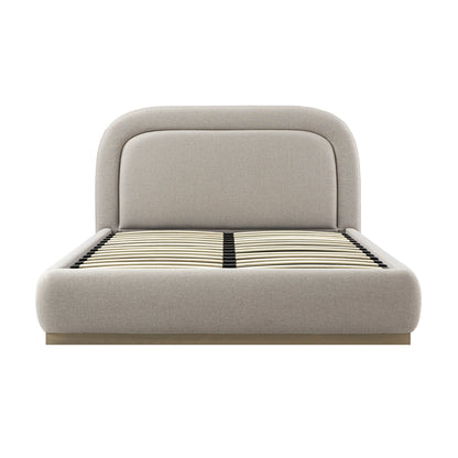 Luella Upholstered Wooden Plinth Base Storage Bed, Sand Fabric