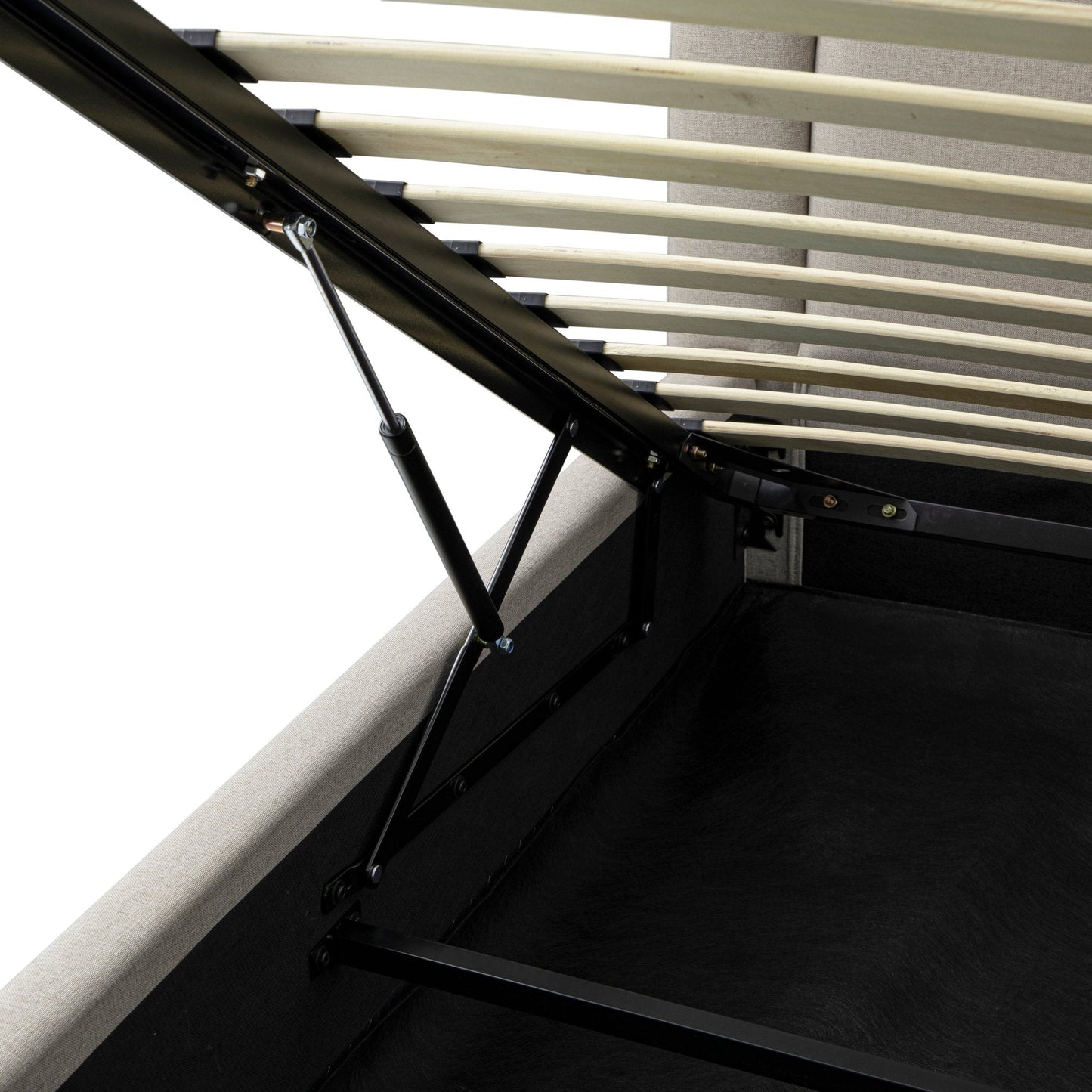 Luella Upholstered Wooden Plinth Base Storage Bed, Sand Fabric