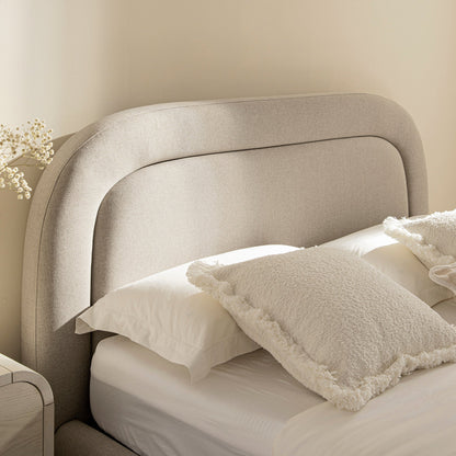 Luella Upholstered Wooden Plinth Base Storage Bed, Sand Fabric