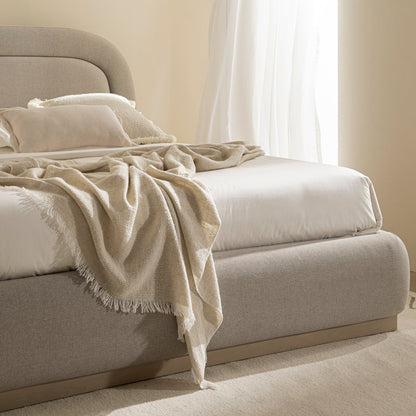 Luella Upholstered Wooden Plinth Base Storage Bed, Sand Fabric