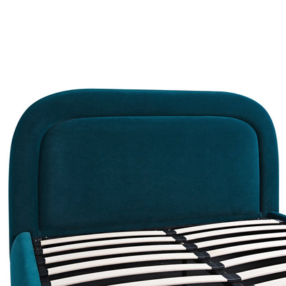 Luella Upholstered Wooden Plinth Base Storage Bed, Teal Velvet