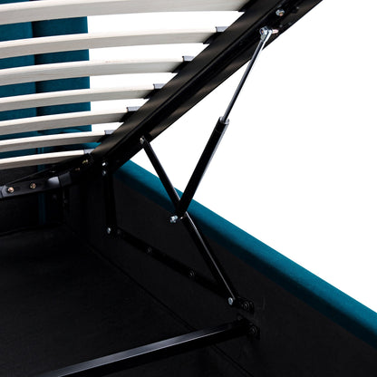 Luella Upholstered Wooden Plinth Base Storage Bed, Teal Velvet