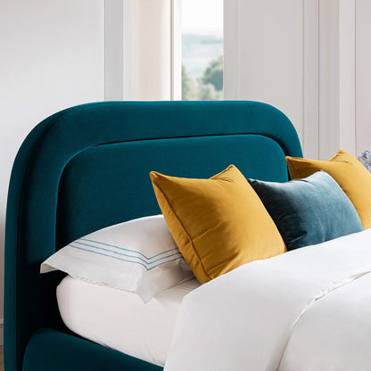 Luella Upholstered Wooden Plinth Base Storage Bed, Teal Velvet
