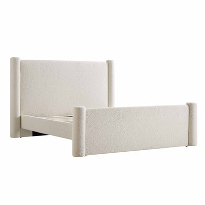 Galerie Beige Boucle Pillar Upholstered Bed