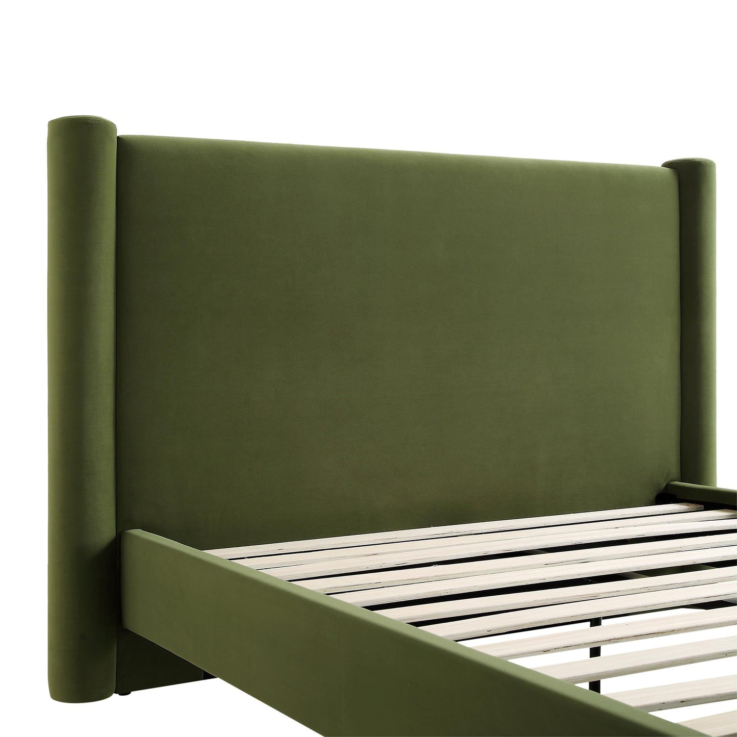 Galerie Moss Green Velvet Pillar Upholstered Bed
