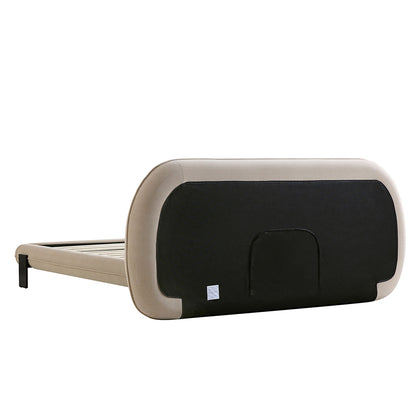 Elystan Oval Headboard Upholstered Bed, Warm Beige Fabric