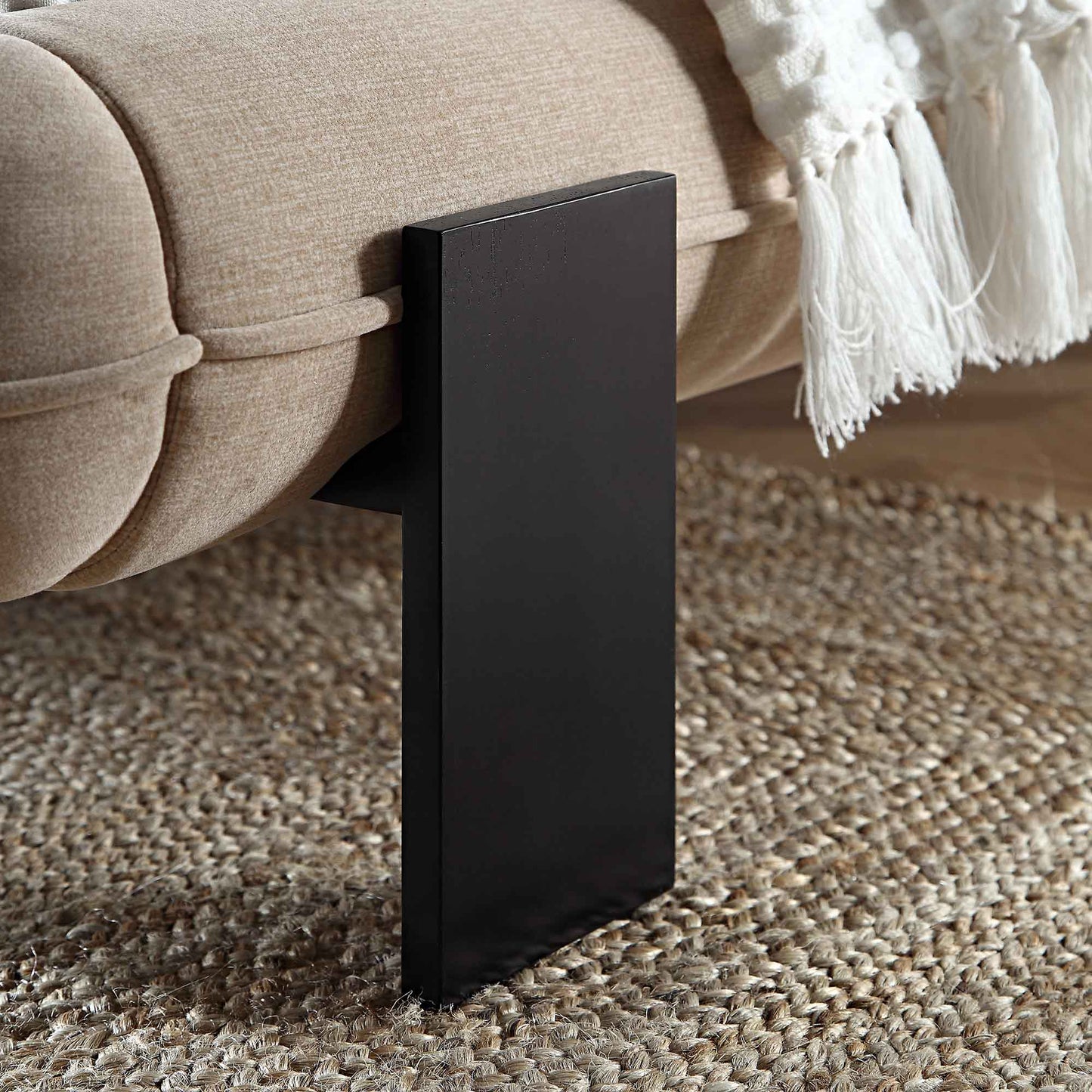 Elystan Oval Headboard Upholstered Bed, Warm Beige Fabric