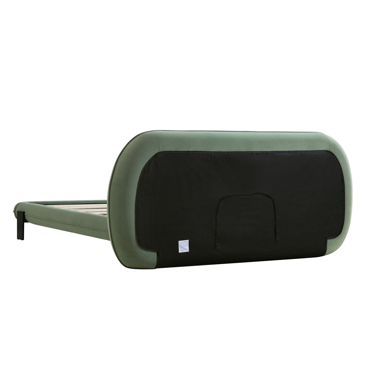 Elystan Oval Headboard Upholstered Bed, Olive Green Fabric