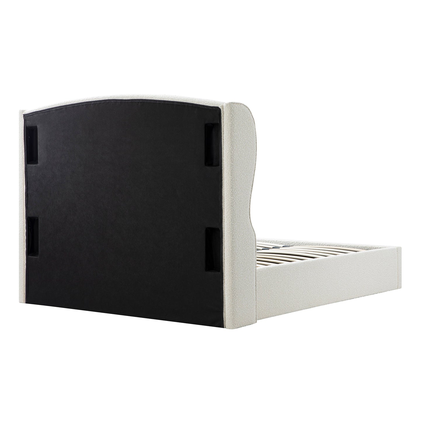 Kimberly Winged Upholstered Storage Bed, Ecru Boucle