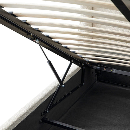 Kimberly Winged Upholstered Storage Bed, Ecru Boucle