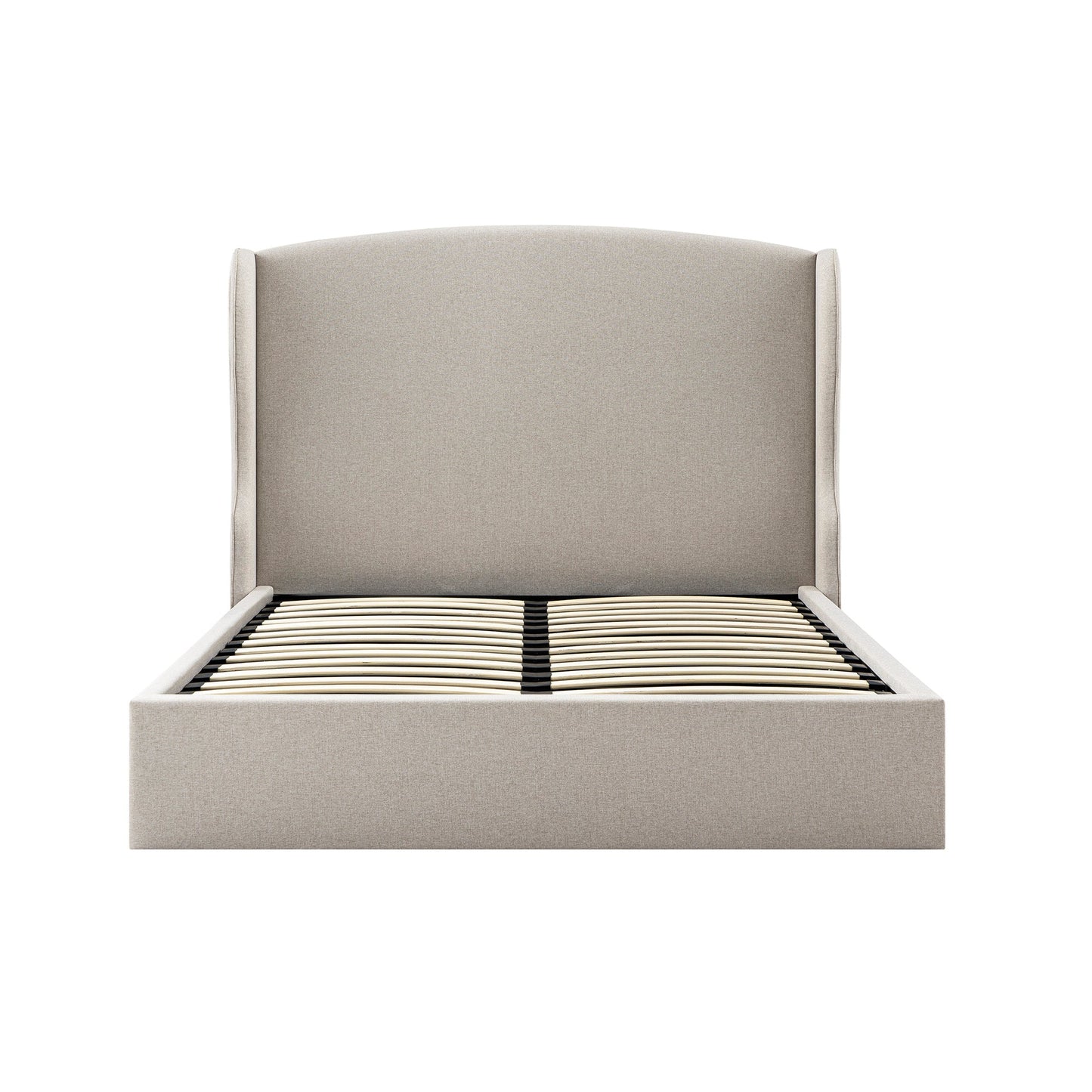 Kimberly Winged Upholstered Storage Bed, Sand Fabric