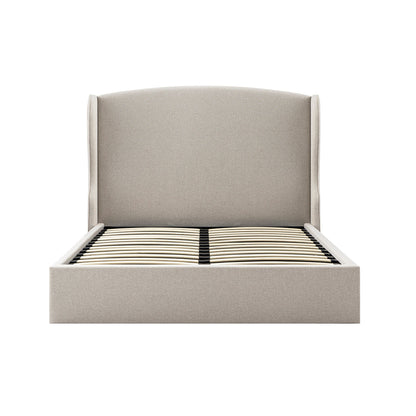 Kimberly Winged Upholstered Storage Bed, Sand Fabric